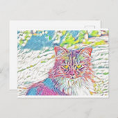 かわいい猫 プレーーン - 誕生日やその他のどんな行事でも ポストカード (正面/裏面)