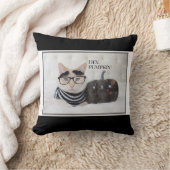 かわいい猫「ヘイ・カボチャ」ハロウィン クッション (ブランケット)