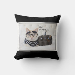 かわいい猫「ヘイ・カボチャ」ハロウィン クッション