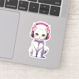 かわいい猫（ヘッドフォン） シール