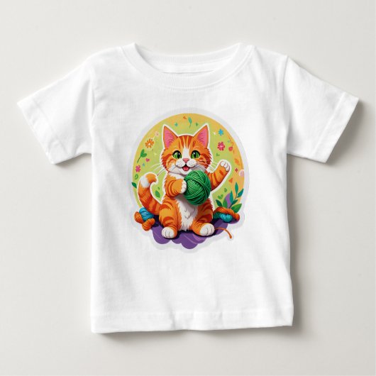 かわいい猫 ベビーTシャツ (正面)