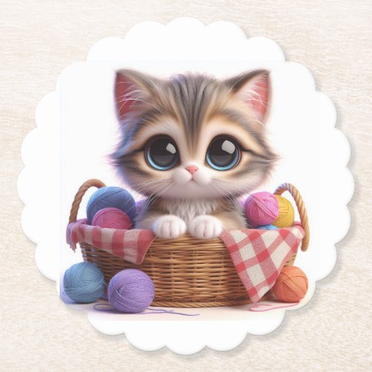 かわいい猫 ペーパーコースター (正面)