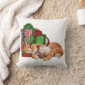 かわいい猫、マウスおよびクリスマスプレゼント クッション (ブランケット)