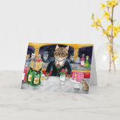 かわいい猫、マウス、Manetパリ(フランスのな版) カード (黄色い花)