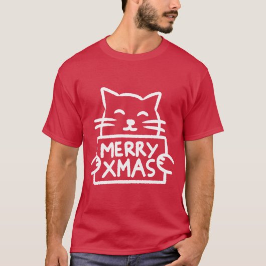 かわいい猫 メリークリスマス Tシャツ (正面)