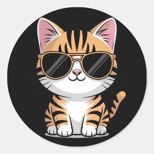 かわいい猫 ラウンドシール (正面)