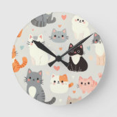 かわいい猫 ラウンド壁時計 (正面)