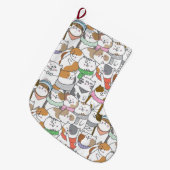 かわいい猫 ラージクリスマスストッキング (正面 (吊り時))