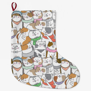 かわいい猫 ラージクリスマスストッキング