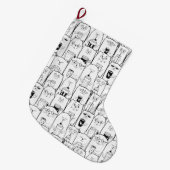 かわいい猫 ラージクリスマスストッキング (正面 (吊り時))