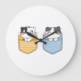 かわいい猫 ラージ壁時計