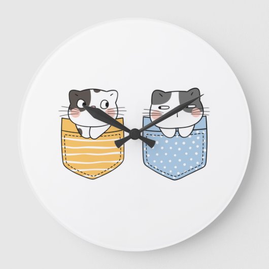 かわいい猫 ラージ壁時計 (正面)