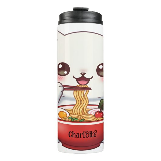 かわいい猫：ラーメンのごちそうさん幸せなハート タンブラー (正面)