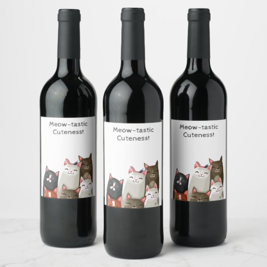 かわいい猫 ワインラベル (ボトル)