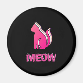 かわいい猫、動物色ピンク、抽象芸術アーポップ・アートのト マグネット