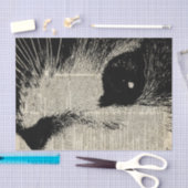 かわいい猫、古書のページ上の美しい子ネコのステンシル 薄葉紙 (クラフト)