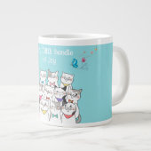 かわいい猫、可愛い毛むくじゃらの喜びの束 ジャンボコーヒーマグカップ (正面右)