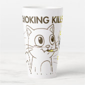 かわいい猫 – 喫煙キルおもしろいアンチ喫煙デザイン カフェラテマグ (正面)