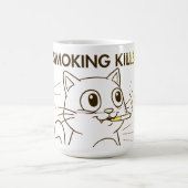 かわいい猫 – 喫煙キルおもしろいアンチ喫煙デザイン コーヒーマグカップ (中央)