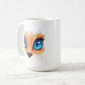かわいい猫　大きな青い目　かわいい動物イラスト コーヒーマグカップ (正面左)