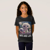 かわいい猫 子猫 キッズ ガールズ Tシャツ (正面フル)