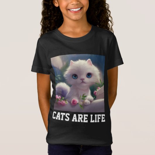 かわいい猫 子猫 キッズ ガールズ Tシャツ (正面)