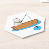 かわいい猫+子猫+釣り竿 ペーパーコースター (アングル)