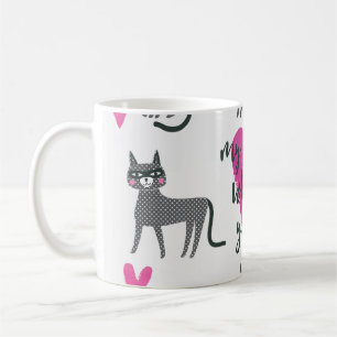 かわいい猫：愛のレタリングイラストレーション。 コーヒーマグカップ