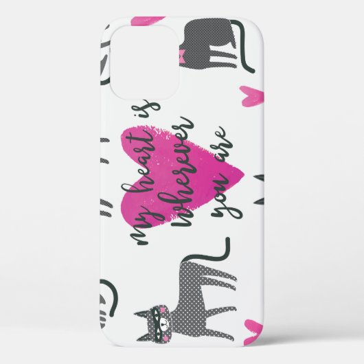 かわいい猫:愛のレタリングイラストレーション。 Case-Mate iPhoneケース (裏面)