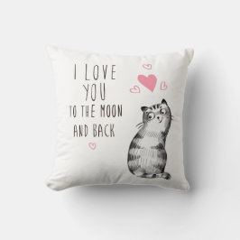 かわいい猫 – 月と背中に向かうのが大好き クッション