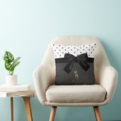 かわいい猫、水玉模様、黒いリボン クッション (椅子)