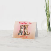 かわいい猫 & 犬 水彩画 カード (正面)