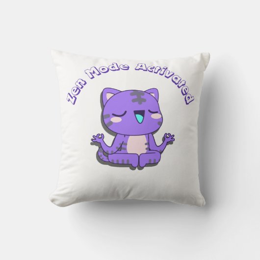 かわいい猫、禅モード、禅猫 クッション (正面)