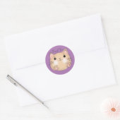 かわいい猫、紫 ありがとう ラウンドシール (封筒)