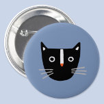 かわいい猫 缶バッジ<br><div class="desc">真ん中の青い背景に可愛らしい白黒の猫。オリジナルアートby Nic Squirrell.</div>