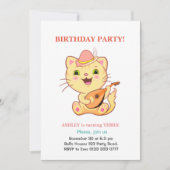 かわいい猫 & 色とりどりの風船 誕生日 招待状 (正面)