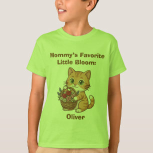 かわいい猫 & 花:子供のためのファンシーなTシャツ Tシャツ