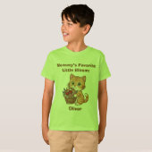 かわいい猫 & 花：子供のためのファンシーなTシャツ Tシャツ (正面フル)