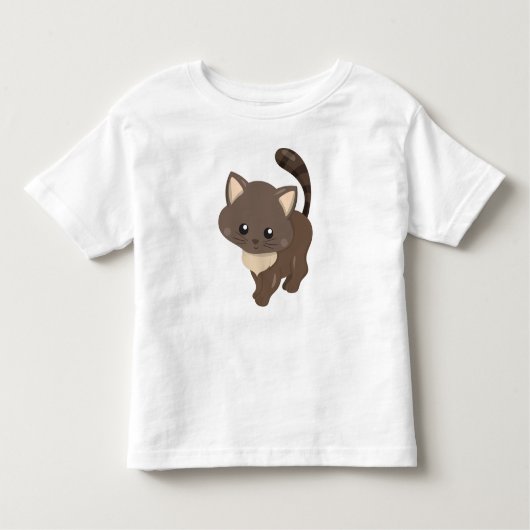 かわいい猫、茶色の猫、小さな猫、子猫、子猫 トドラーTシャツ (正面)