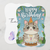 かわいい猫 誕生日おめでとう フラットカード (正面/裏面)