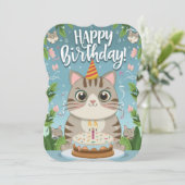 かわいい猫 誕生日おめでとう フラットカード (スタンド正面)
