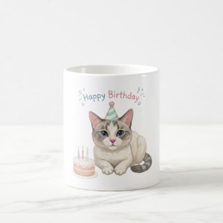 かわいい猫 誕生日 ケーキ パーティーハット コーヒーマグカップ