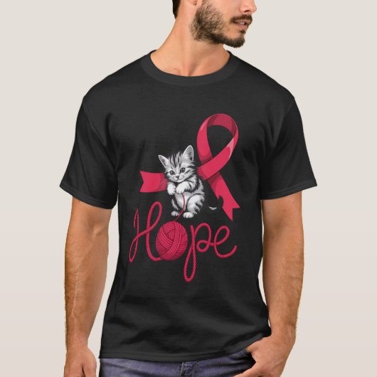 かわいい猫 赤血病啓発 長袖 Tシャツ (正面)