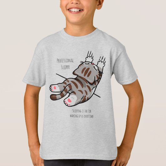 かわいい猫、面白い猫、プロの寝る専門家 Tシャツ (正面)