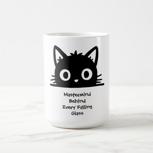 かわいい猫、面白い猫、黒猫、天才猫 モーフィングマグカップ (中央)