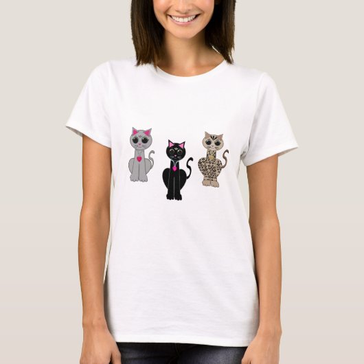 かわいい猫 3 匹 Tシャツ (正面)