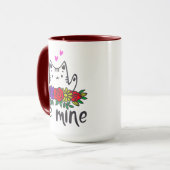 かわいい猫be私の愛のハグハートバレンタインデー マグカップ (正面左)