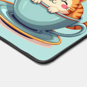 かわいい猫inティーカップかわいいコージーアート デスクマット (コーナー)