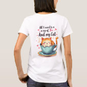 かわいい猫inティーカップかわいいコージーアート tシャツ (裏面)
