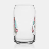 かわいい猫in雪ギアwith雪だるまアート ガラス缶 (左)